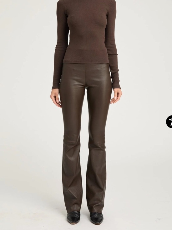 SPRWMN Pants - SPRWMN Jane Leather Micro Flare Lamb Leather Pull On Pants in Americano Size M